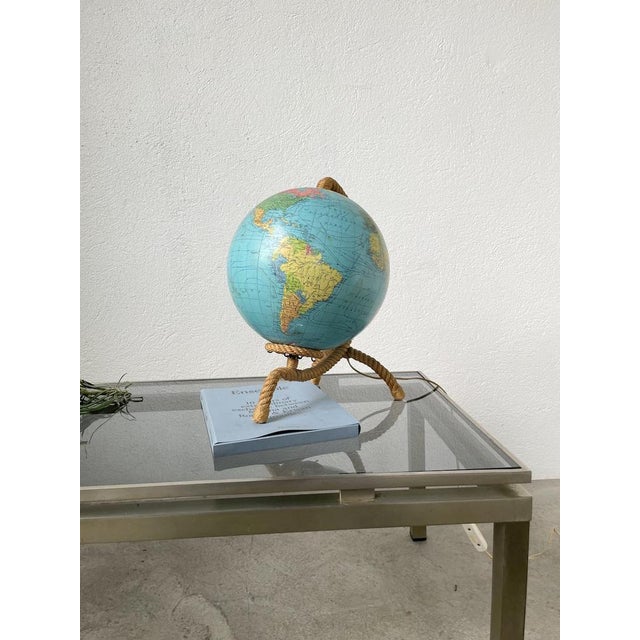 Luminous Terrestrial Globe Tarride attributed to Adrien Audoux & Frida Minet, 1950s For Sale - Image 4 of 18