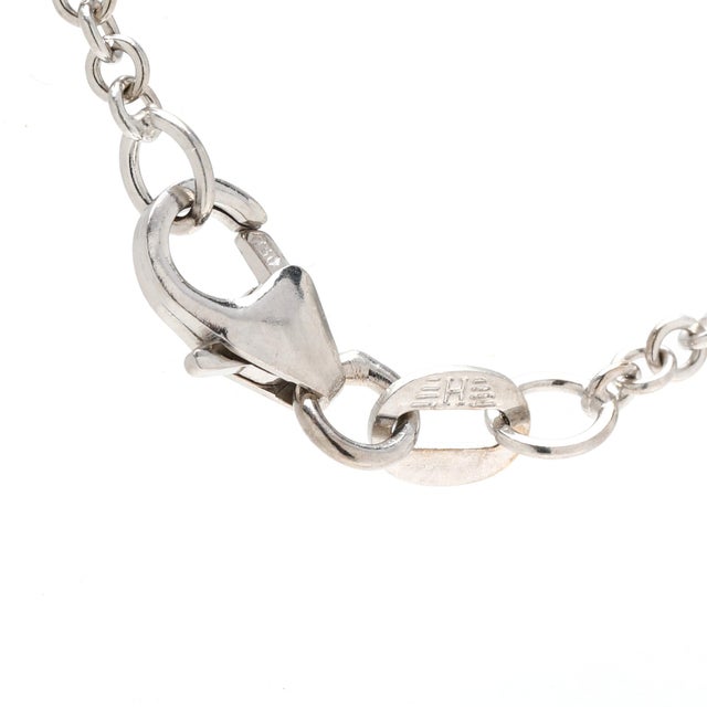 Modern 1 CTW Diamond Round Pendant Necklace, 18k White Gold, Length 18 Inches For Sale - Image 3 of 5
