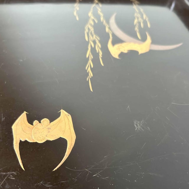 Urushi Lacquerware Bat and Moon Tray, 1890s For Sale - Image 17 of 18