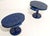 ANNIBALE COLOMBO. Made in Italy, circa 1980 Pair of bedside tables with wooden frames and a lapis lazuli-effect finish...