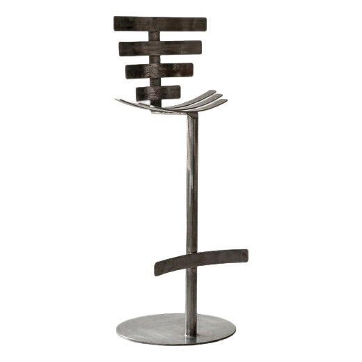 Vertebrae High Bar Stool in Mild Steel by Metalmorphosis Studio For Sale
