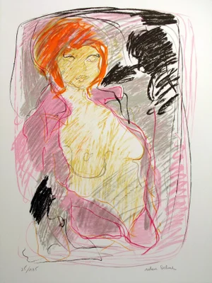 1970s "Laurence 2" French Nude Portrait Signed Limited Edition Lithograph by Robert Delval