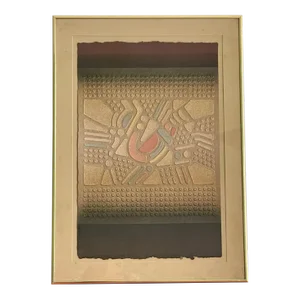 1980s Paul Maxwell Geometric Abstract Stencil Casting Op Art Monoprint