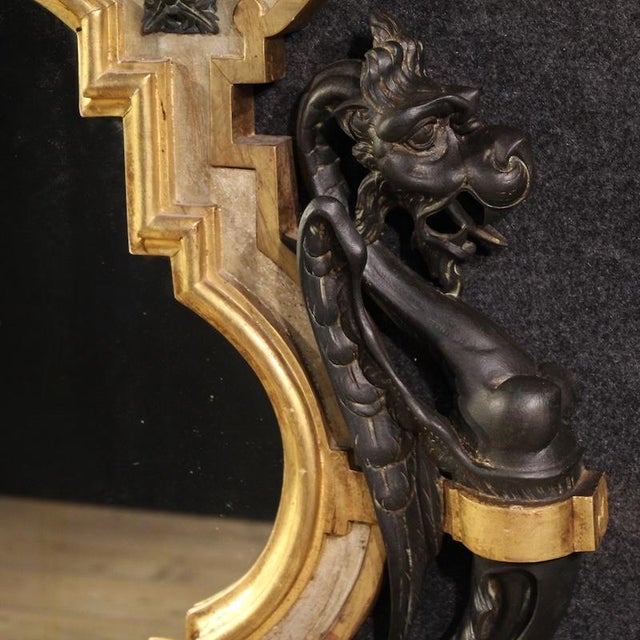 Italian Lacquered and Gilded Mirror, 1880s For Sale - Image 12 of 13