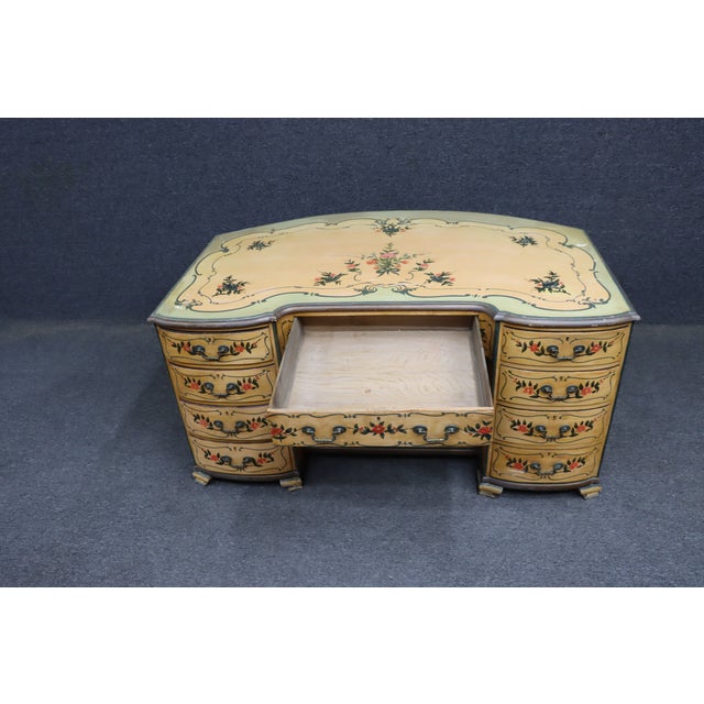Venetian Style Hand-Painted Kneehole Desk For Sale - Image 14 of 18