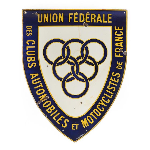 Advertising Enamel Federal Union of Car Clubs and Motorcyclists France Sign For Sale - Image 4 of 4