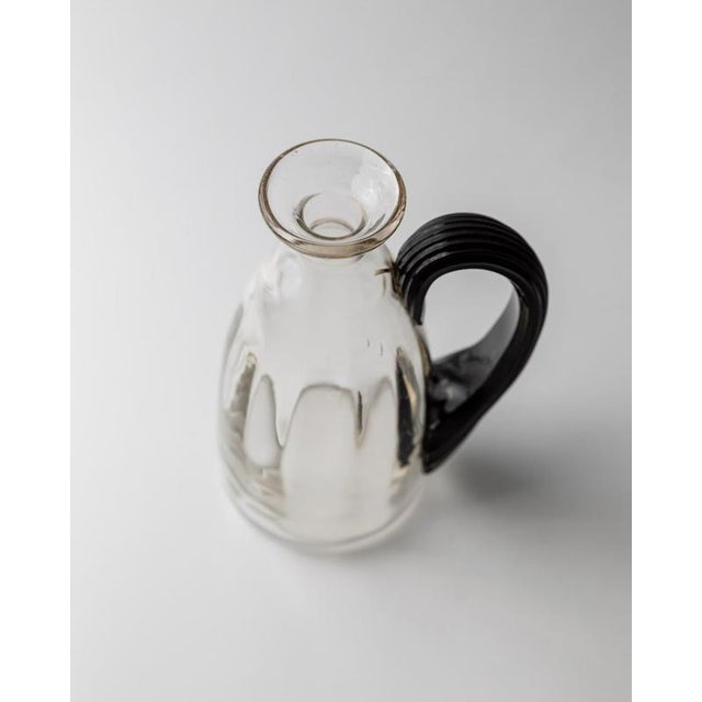 Vintage Italian Clear Murano Glass Vase or Pitcher with Curved Handle, 1930s For Sale - Image 3 of 11