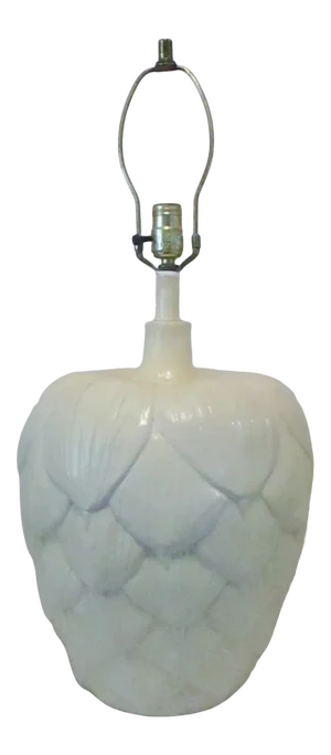 1960s Mid-Century Modern Large Sculptural White Artichoke Table Lamp