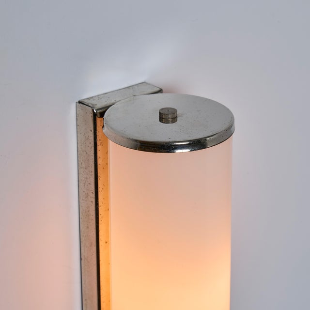 1930s Finnish Cylindrical Glass Plug-In Wall Lamp in the Manner of Paavo Tynell For Sale In Los Angeles - Image 6 of 12