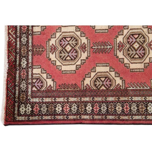 Tribal 1920s Antique Persian Hamadan Tribal Handmade Wool Runner in Pink For Sale - Image 3 of 7