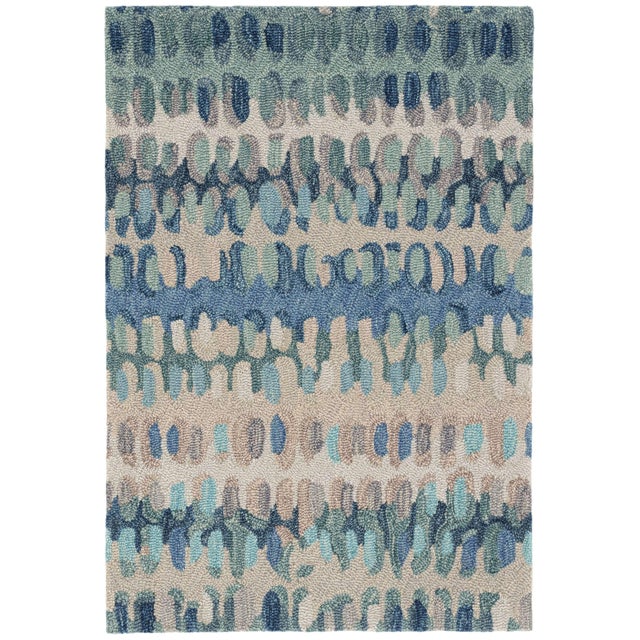 Dash & Albert by Annie Selke Paint Chip Blue Micro Hooked Wool Rug, 2' x 3' For Sale In Boston - Image 6 of 6