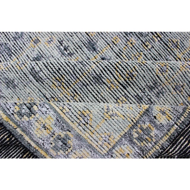 2010s Distressed Modern Hand-Woven Area Rug in Lt Sage, Gray and Yellow For Sale - Image 9 of 13