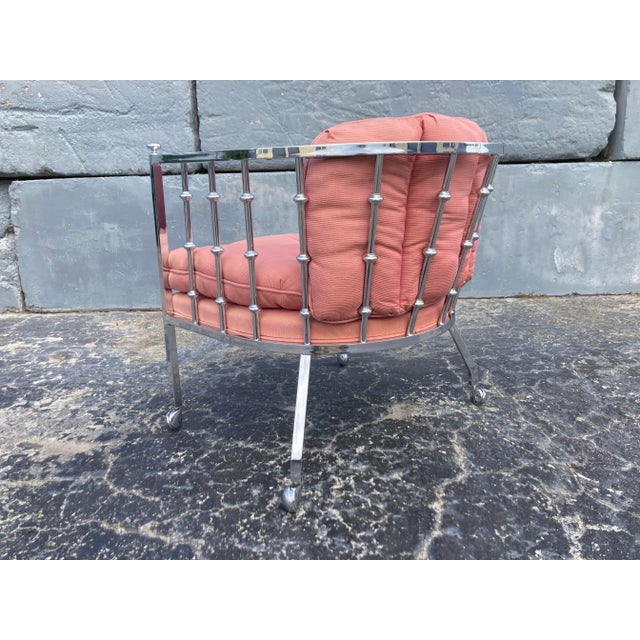 Metal Mid Century Modern Chrome Barrel Lounge Chair, 1970s For Sale - Image 7 of 12