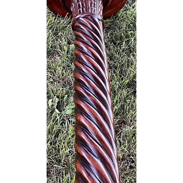 Wood Mid Century Barley-Twist Torchère Mahogany Pedestal Stand For Sale - Image 7 of 17