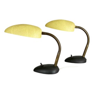 Yellow + Black Sputnik Table Lights in the style of Stilnovo and Auböck, Italy, 1950s, Set of 2 For Sale