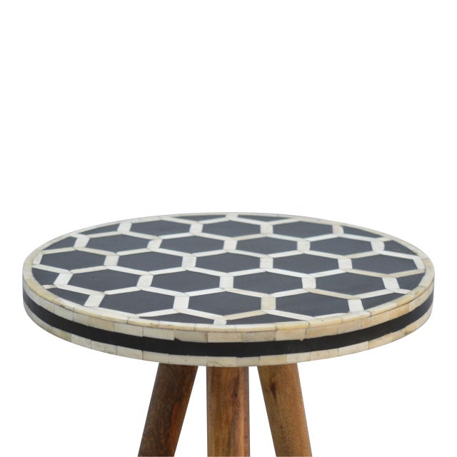 Inlay Accent Stool With Tripod Base For Sale - Image 4 of 7