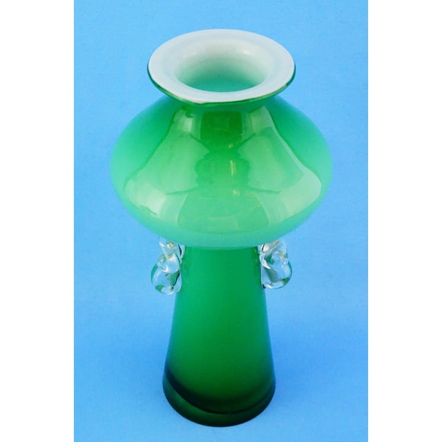 Vintage Green Glass Vase by Jerzy Sluczan-Orkusz for Tarnowiec Glassworks, 1980s For Sale - Image 9 of 18