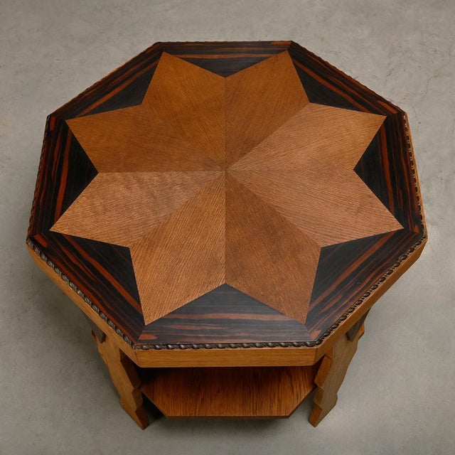 1930s Dutch Amsterdam School Art Deco Side Table in Oak, 1930s For Sale - Image 5 of 14