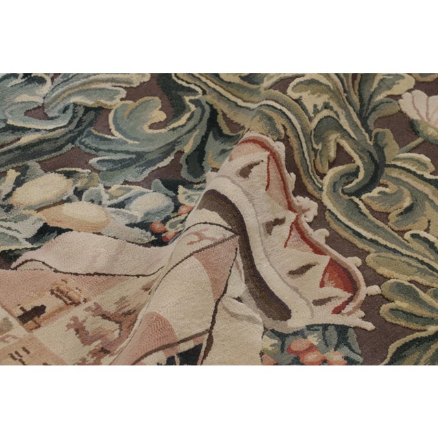 Green Rug & Kilim’s Armorial Tudor Style Runner in Black, With Beige, Blue and Gold For Sale - Image 8 of 9