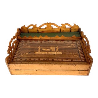 Antique Mid 19th Century Marquetry Lap Desk Box For Sale