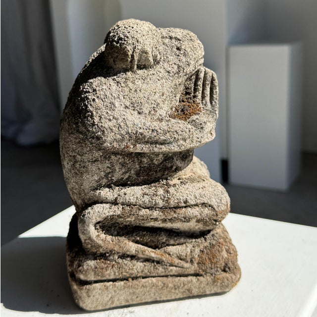 Gray Small Balinese Limestone Frog Sculpture, 1980s For Sale - Image 8 of 10