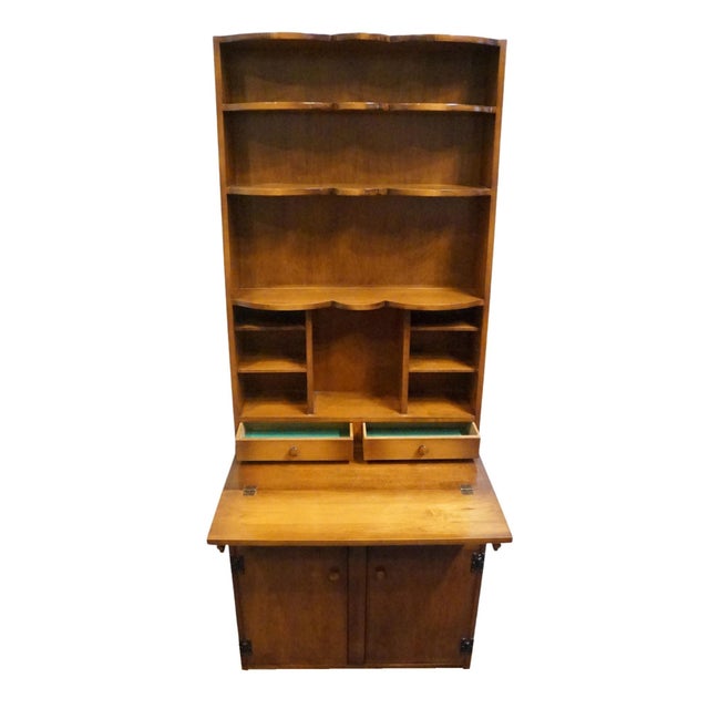 Brown Whitney Furniture Solid Hard Rock Maple Early American 32" Secretary Desk 7493 For Sale - Image 8 of 18