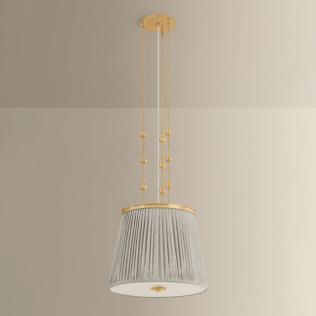 Contemporary Hudson Valley Lighting Valeria 18 in. 1 Light Pendant in Aged Brass Finish For Sale - Image 3 of 8
