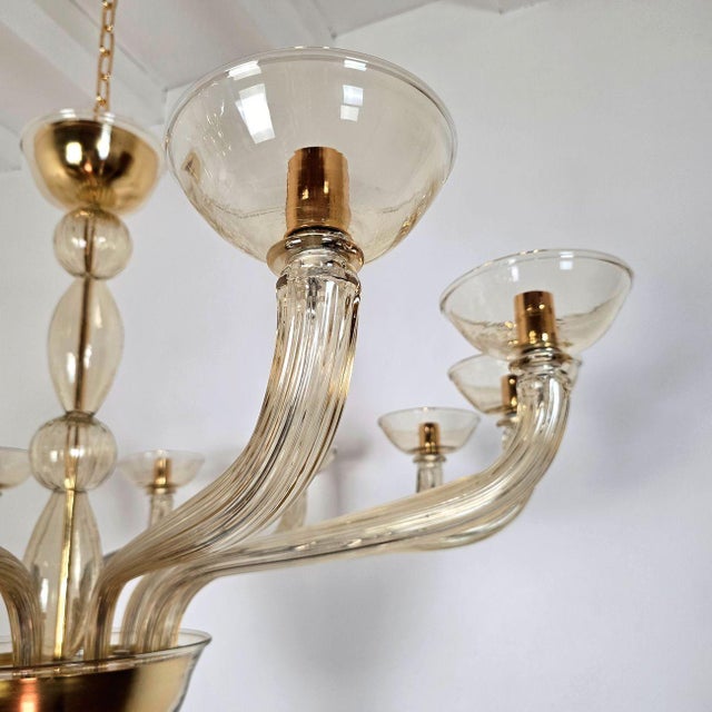 1980s Seguso Style Beige Murano Glass Chandelier For Sale - Image 10 of 12