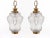 French Provincial 1950s French Rococo Brass Chain Pendant Lights, Acid-Etched Pressed Crystal Shades - A Pair For Sale - Image 3 of 12