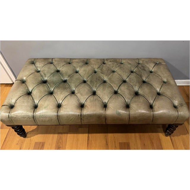 George Smith Tufted Leather Ottoman Bench For Sale - Image 11 of 11