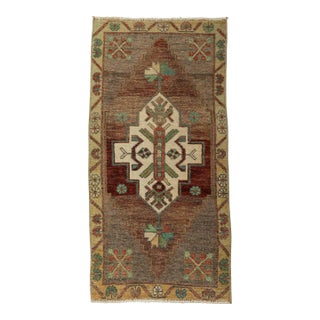Turkish Mini Rug Oriental Hand Knotted Vintage Rug 1'8" x 3'3" #21187 For Sale