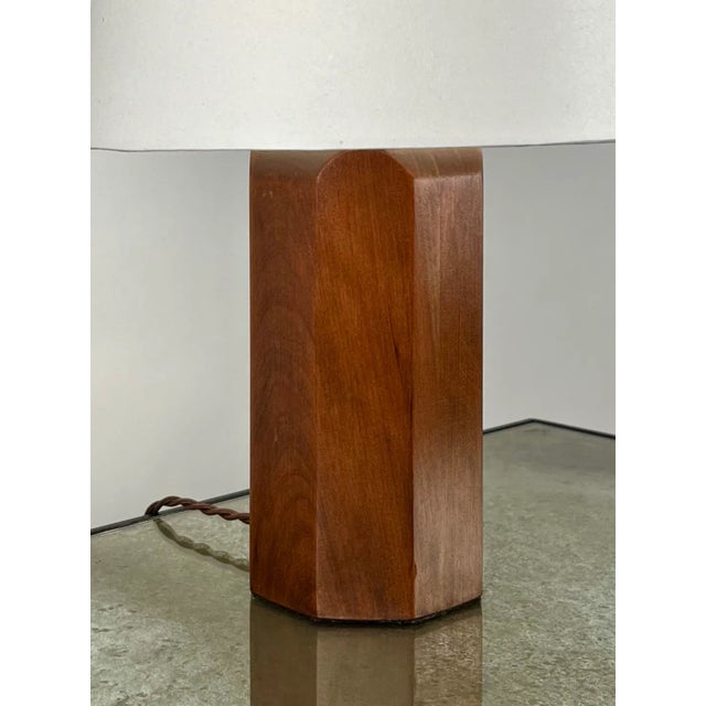 DESIGN FRERES 'Octogone' Walnut Table Lamp With Parchment Shade by Design Frères For Sale - Image 4 of 6