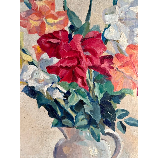 Mid 20th Century Vintage, French Oil on Board, Floral Painting For Sale - Image 5 of 7