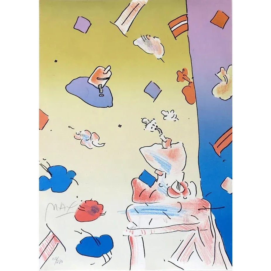 Soft Chair and Wall, Peter Max Lithograph With Hand Coloring, Signed ...