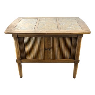 Mid 20th Century Mid Century Modern Tambour-Door Nightstand Side Table by Tomlinson For Sale