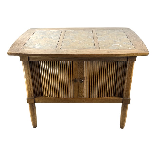 Mid 20th Century Mid Century Modern Tambour-Door Nightstand Side Table by Tomlinson For Sale
