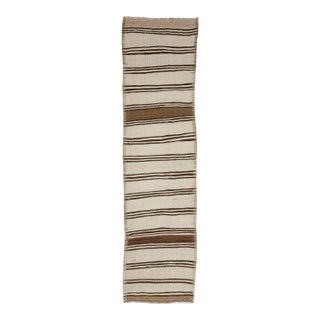 Vintage Striped Natural Kilim Runner For Sale