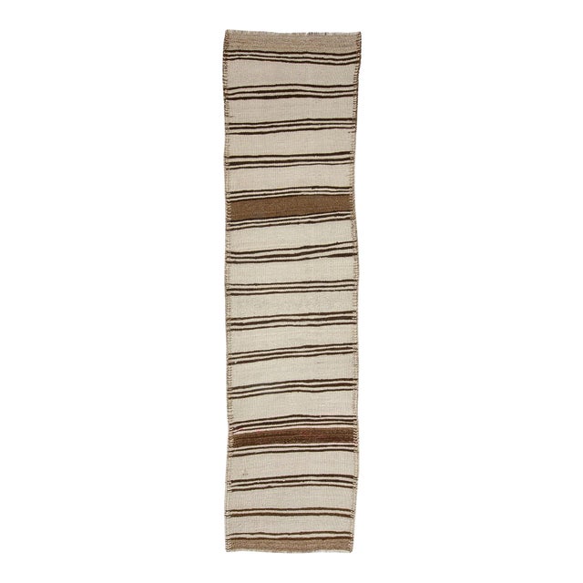 Vintage Striped Natural Kilim Runner For Sale