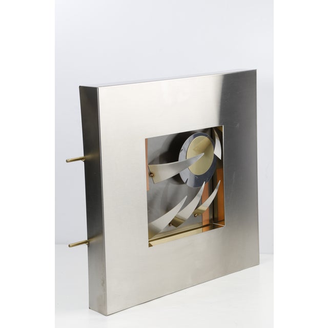 Metal Vintage Modern Stainless Steel Abstract Wall Sculpture 16” X 16” Curtis Jere Style For Sale - Image 7 of 10