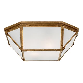 Suzanne Kasler for Visual Comfort Signature Morris Large Flush Mount in Gilded Iron with Frosted Glass For Sale