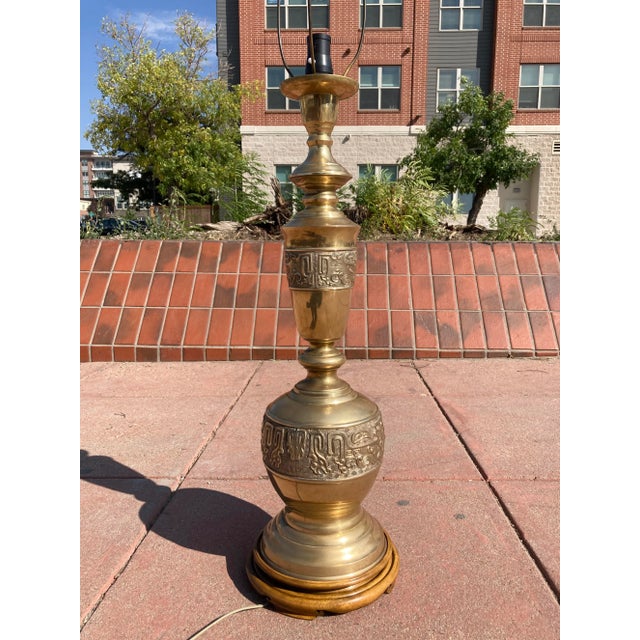 Mid 20th Century Mid 20th Century Majestic Marbro Japanese Brass Table Lamp in James Mont For Sale - Image 5 of 13