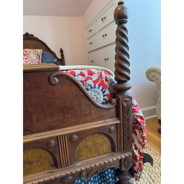 Victorian Carved Walnut Twin Bed For Sale - Image 11 of 12