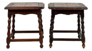 Pair of Early 20th Century Catalina Tile Spanish Revival End or Side Tables
