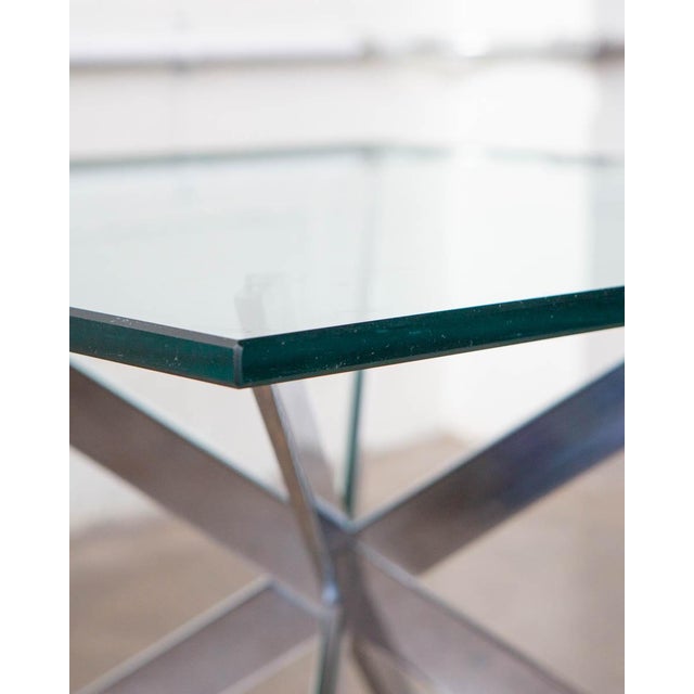 Postmodern Leon Rosen for Pace Double-X Chrome and Glass Table For Sale - Image 3 of 8