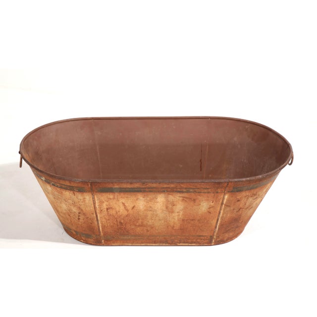 Antique Country Wash Basin With Traces of Old Paint For Sale - Image 4 of 8