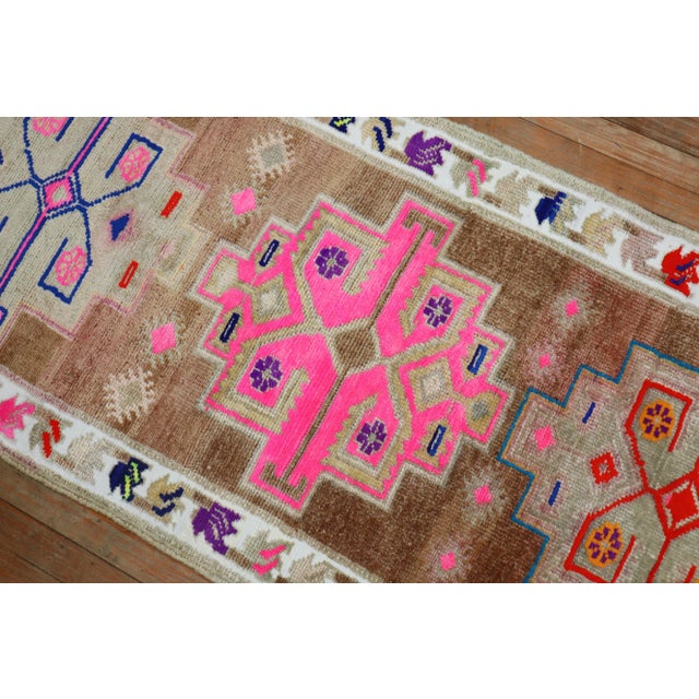 Hot Pink Vintage Colorful Turkish Runner - 2'8" x 12'7" For Sale - Image 8 of 10
