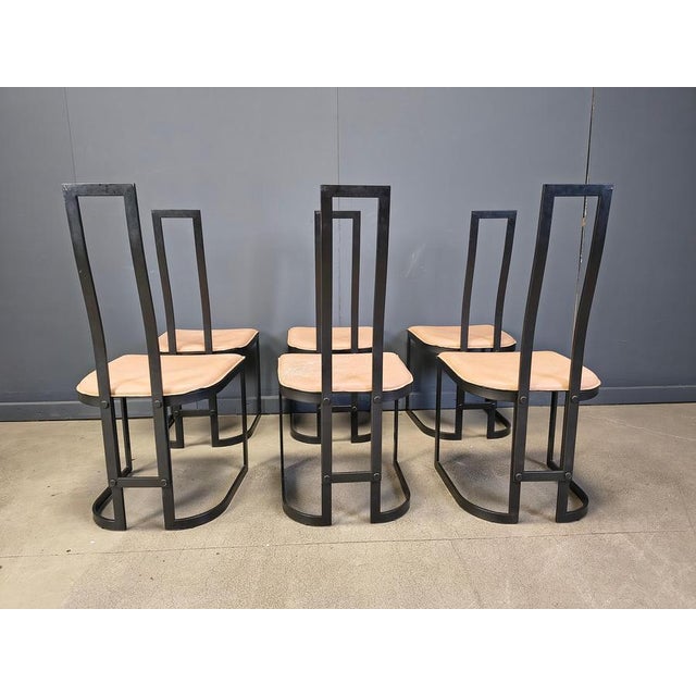 Metal Postmodern Dining Chairs by Gastone Rinaldi for Thema, Italy, 1980s, Set of 6 For Sale - Image 7 of 16