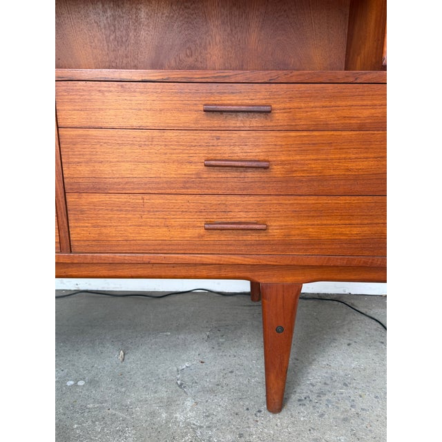 Wood Mid-Century Danish Modern Teak Hutch With Woven Cane Doors For Sale - Image 7 of 12