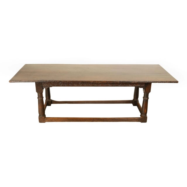 Antique Charles II 17th Century Carved 8ft Oak Refectory Dining table 1680 For Sale - Image 10 of 12