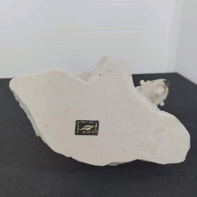 Rustic Castagna Original - White Buffalo Bison Standing on Rock Figurine Sculpture Hand Crafted in Italy, 1988 For Sale - Image 3 of 6